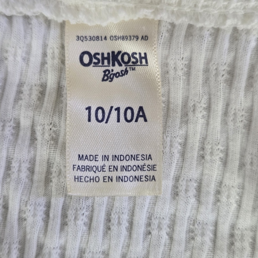 Oshkosh Bgosh Girls Size 10 Sleeveless Smock Tank Top White - Picture 5 of 6
